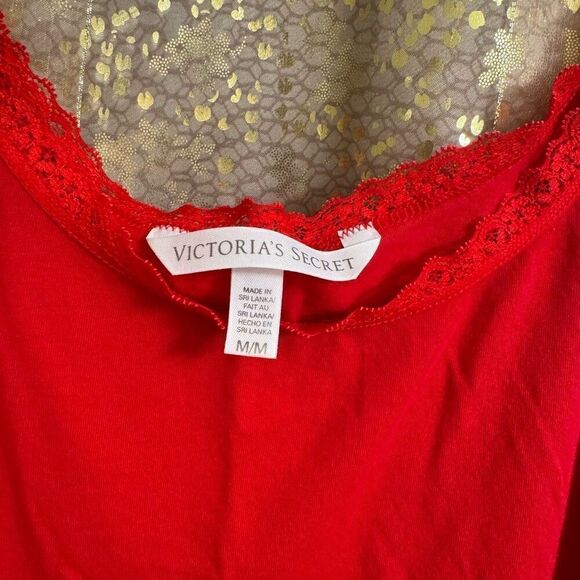 Victorias Secret Set Of 2 Lace Camisole Cotton Tank Tops Red Wine Medium - Picture 3 of 7